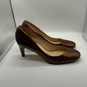 Talbots Leather Snakeskin Pumps in Bronze Size 7B